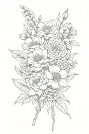 family birth flower bouquet jan April May october tattoo design idea