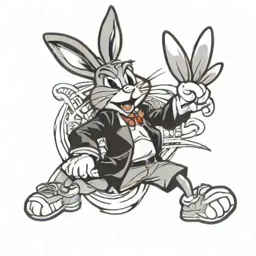 bugs bunny hustle gang tattoo design idea