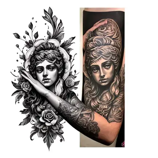 renaissance forearm sleeve tattoo design idea