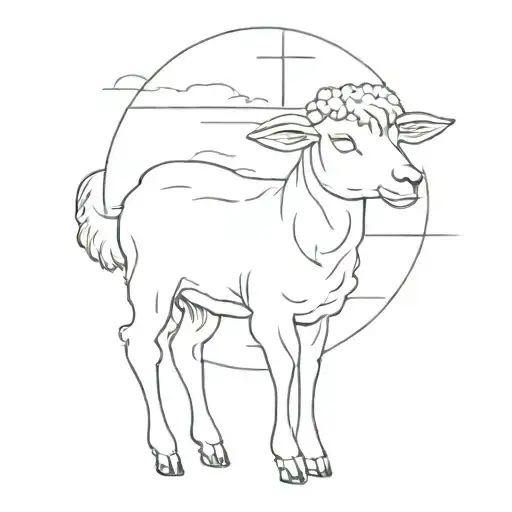 soft detailed lamb with jesus behind it drawing tattoo design idea