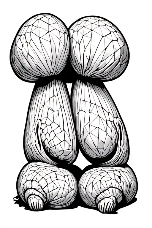 Two Peanuts in their shells are cuddling polygon style fineline  tattoo design idea