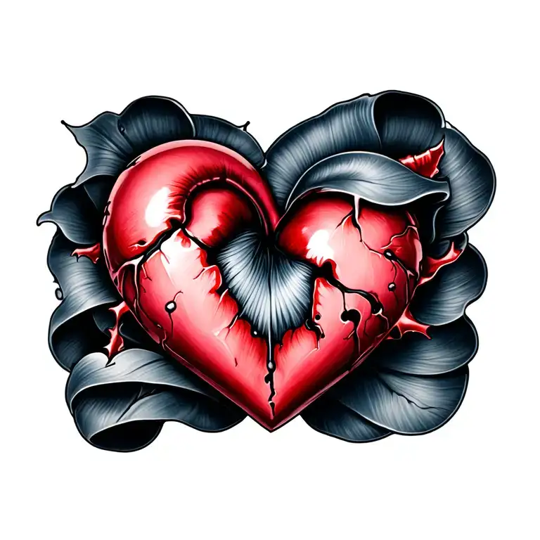 beat up heart tattoo design idea