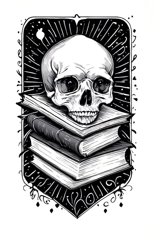 fine line bookish theme tattoo design idea