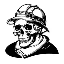 scull construction worker tattoo design idea