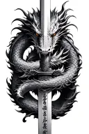 dragon wrapped round samurai sword tattoo design idea