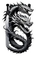 dragon wrapped round samurai sword tattoo design idea