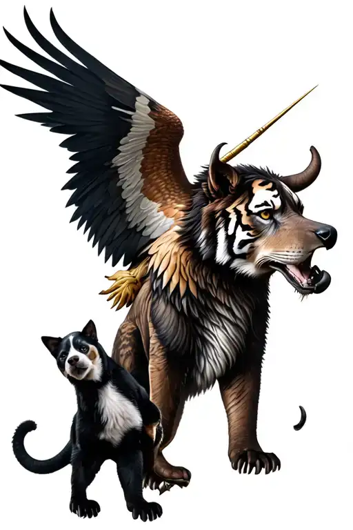 Bull, dragon, bear, wolf, owl, phoenix, tiger, lion, panda, eagle, snake, elephant, dog, griffin, pegass unicorn, cat. tattoo design idea