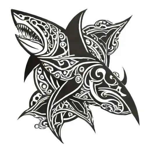 Polynesian shark tattoo design idea