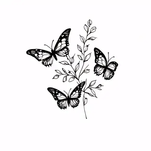 butterfly & lady bug floral tattoo design idea
