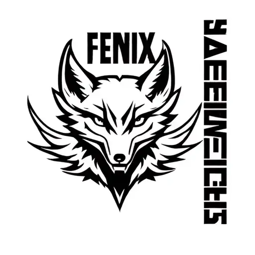 "Fenix Defense Tech" Military Style Fox Head with Phoenix Body with strength logo tattoo design idea