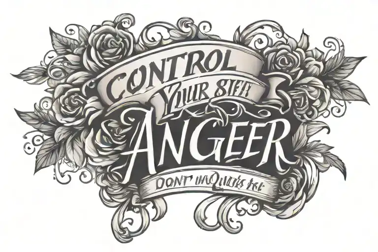 Text in cursive style font that says "Control your anger, Don't be quick to act, Choices made in anger cannot be undone" tattoo design idea