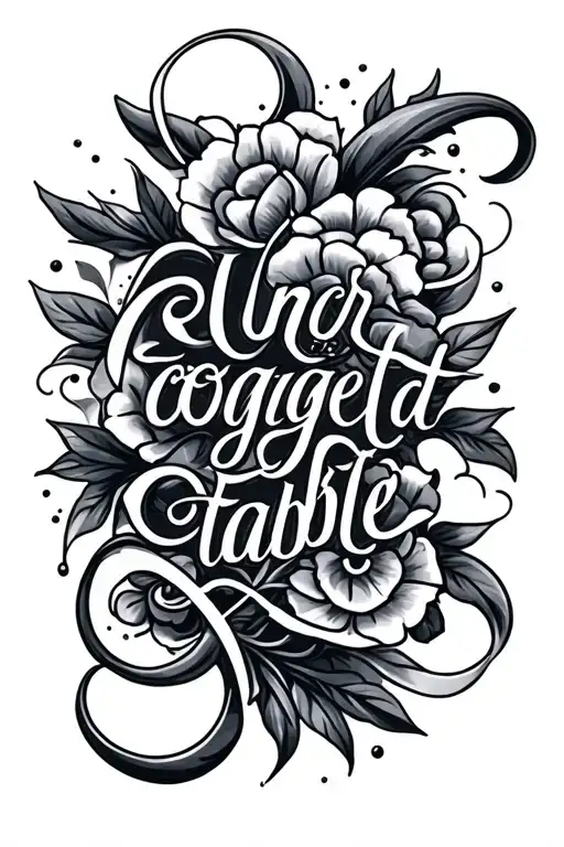 the word "unforgettable" in cursive writing with designs tattoo design idea