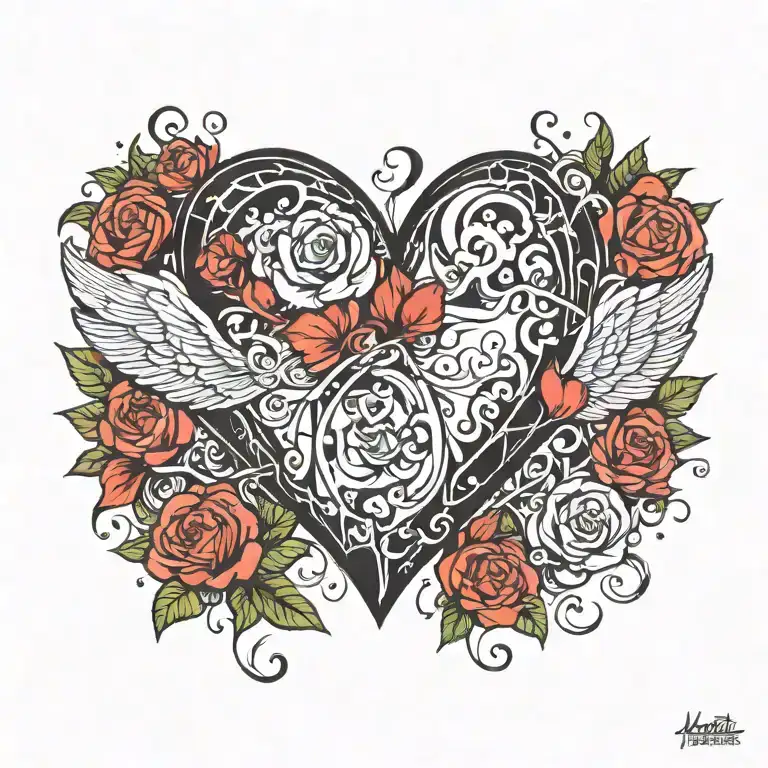 broken  black heart tattoo design idea