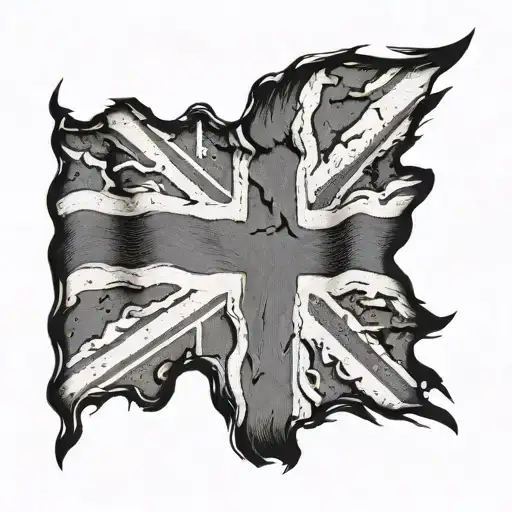 tattered British flag tattoo design idea