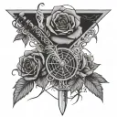 the spider's web and the sword extending from the rose tattoo design idea
