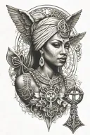oshun and ankh symbol tattoo design idea
