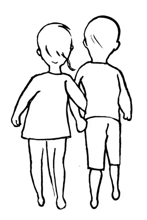 Child Dad two kids tattoo design idea