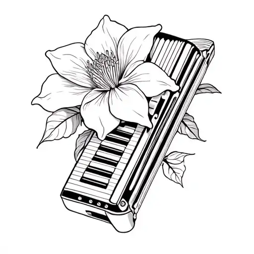 Datura Flower Accordion Harmonica tattoo design idea