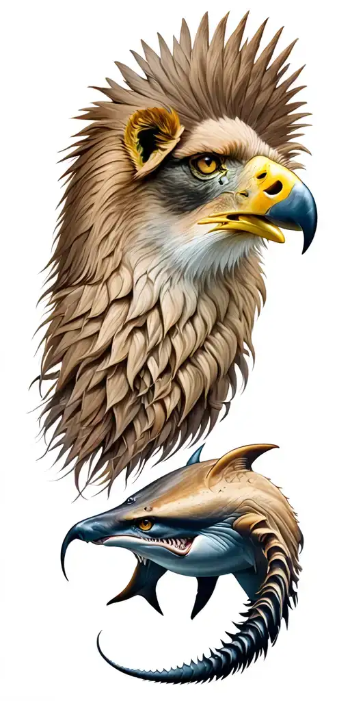 eagle, axolotl, lion, snow lion, donkey, hammerhead shark, elk tattoo design idea