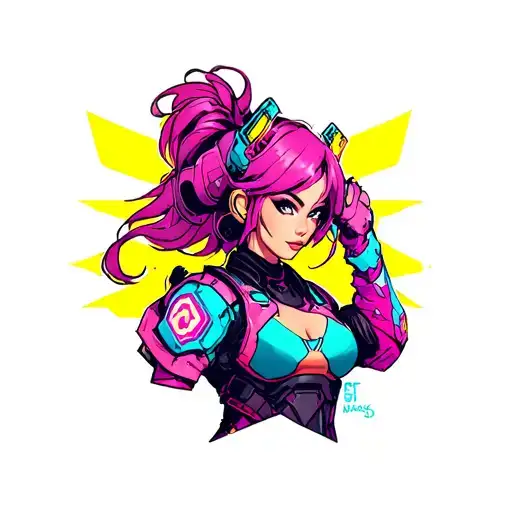 womens arm sleeve of dva overwatch 2 tattoo design idea