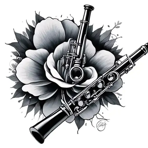 Bb Clarinet full size tattoo design idea