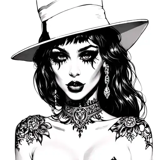 evil stripper girl tattoo design idea
