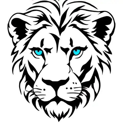 lion with blue eyes tattoo design idea