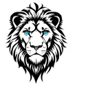 lion with blue eyes tattoo design idea