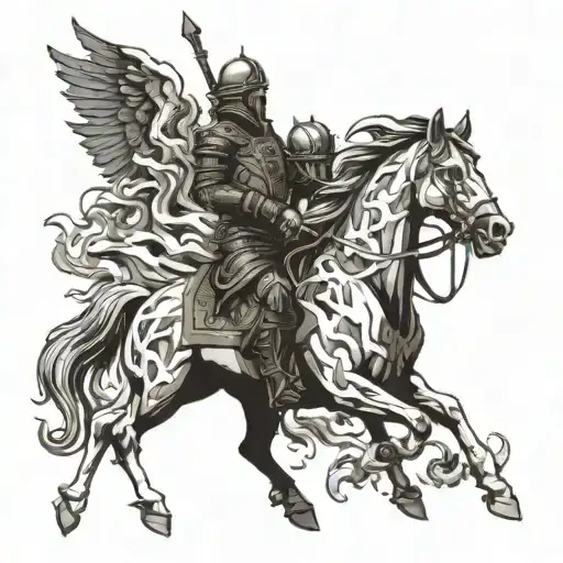 symbolic tattoo design representing the Four Horsemen as an idea of awareness without showing horses  tattoo design idea