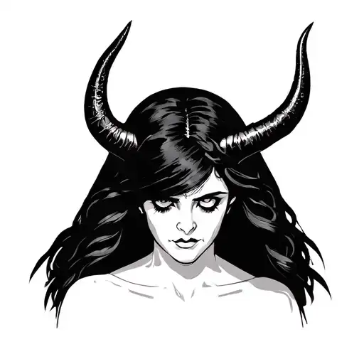 Draw the evil mother Maria who exists. It should look like the devil. No horns. Only head visible tattoo design idea