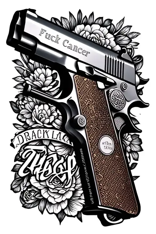 "Fuck Cancer" Colt 1911 tattoo design idea