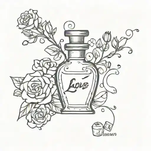 cute love potion bottle tattoo design idea