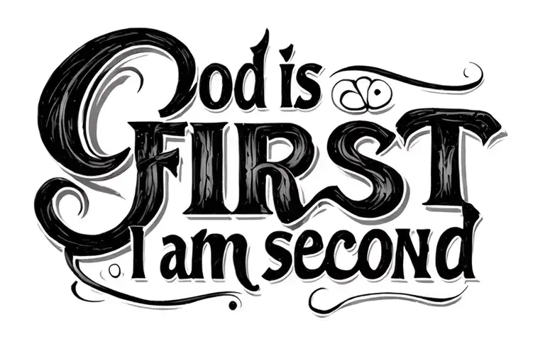 "God is first I am second" words written tattoo design idea