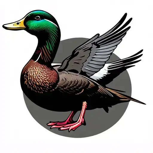Flying mallard Duck tattoo design idea