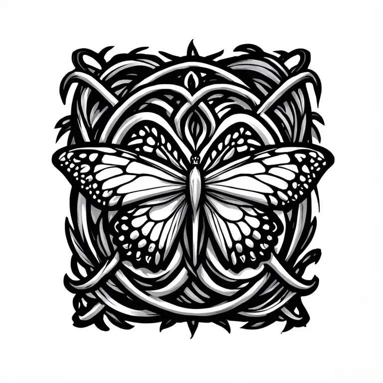 celtic strength sysmbol with tiny butterfly tattoo design idea