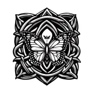 celtic strength sysmbol with tiny butterfly tattoo design idea