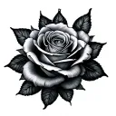 Rose large black gray, diagonally colored smaller butterfly forearm tattoo design idea