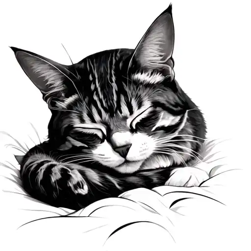 goddess Eris , cat sleeping tattoo design idea