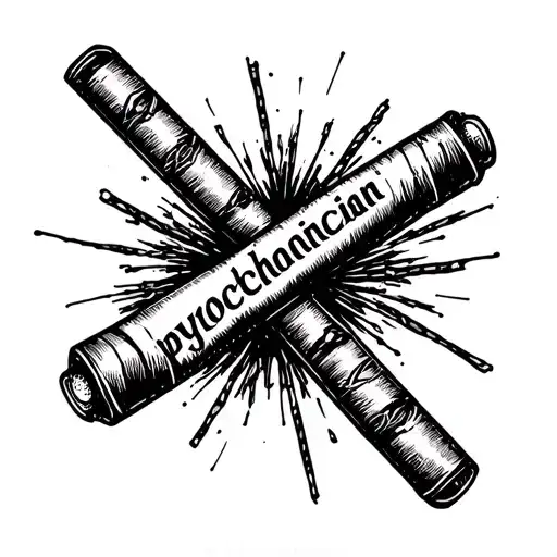 Firecrackers with the inscription "pyrotechnician" tattoo design idea