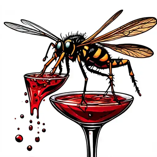 mosquito drinking a bloody mary tattoo design idea