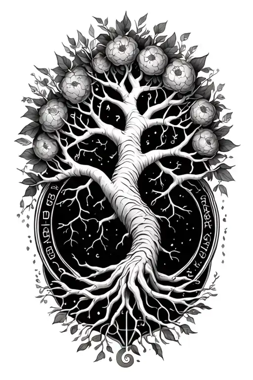 tree of life incorporating Pisces, Virgo, Aries, Cancer, Taurus, Aries tattoo design idea