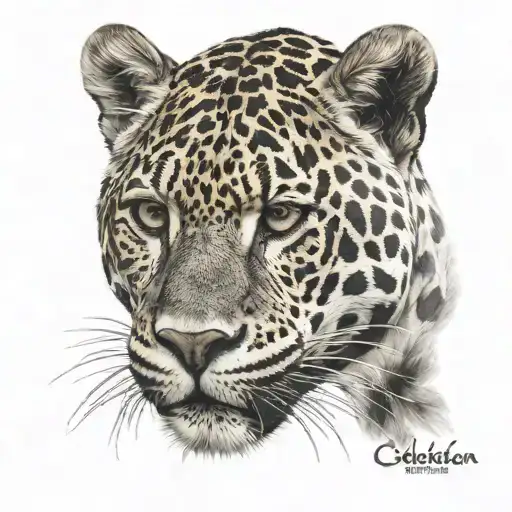 Colombian jaguar face with real eyes tattoo design idea