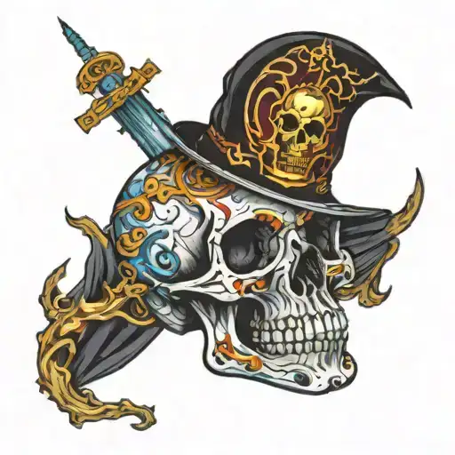 skull, ocean, wise, death, future, dark  tattoo design idea