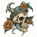 skull, ocean, wise, death, future, dark  tattoo design idea