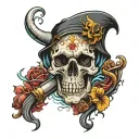 skull, ocean, wise, death, future, dark  tattoo design idea