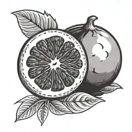 grapefruit in a stamp tattoo design idea