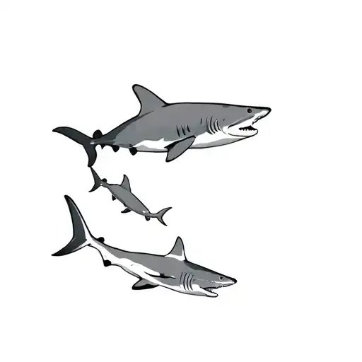 hammerhead shark and lemon shark swimming tattoo design idea