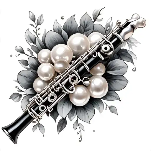 clarinet and pearls tattoo design idea