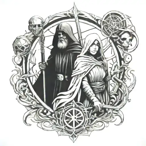 star wars and lord of the rings elvish and sith completely surrounded tattoo design idea