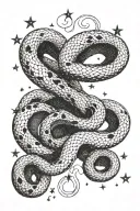 dotwork stars forming a snake slithering tattoo design idea
